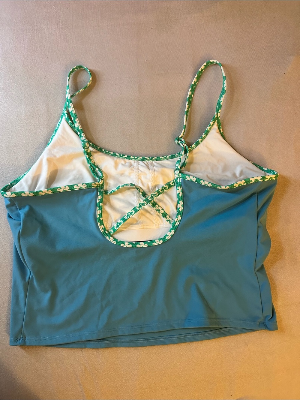Roller Rabbit x Target Soft Blue Tank Top Swim Tankini Scoop Neck Green Trim - Picture 3 of 5